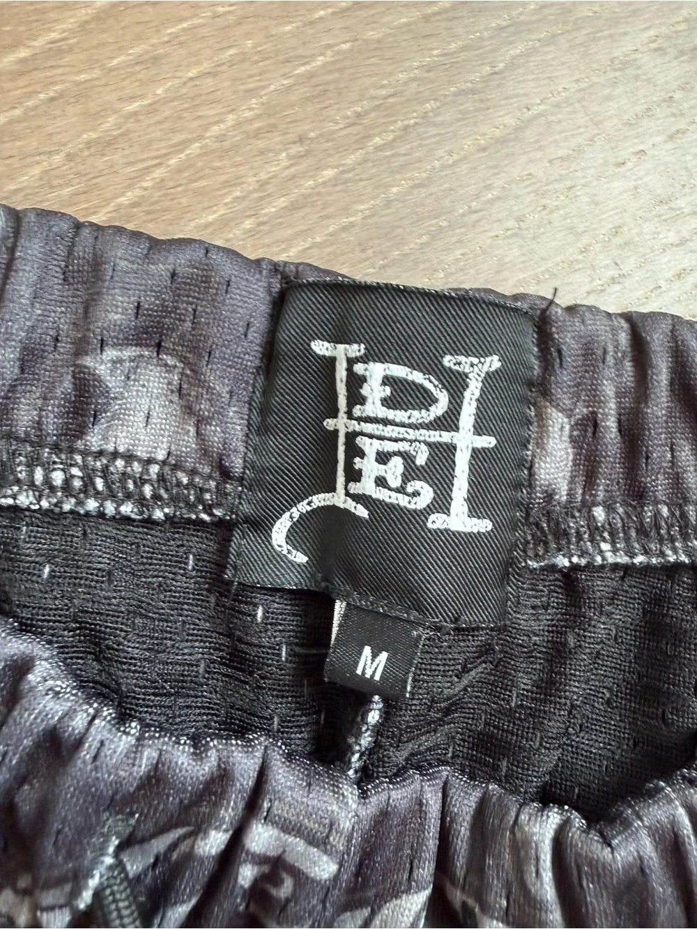 Ed Hardy Black and Gray Logo Elastic Waist Mesh basketball/swim Shorts